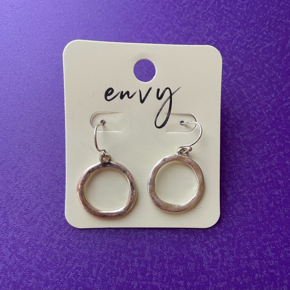 Bundle 3 pairs for $12. Envy Circle Silver Tone Dangle Earrings
